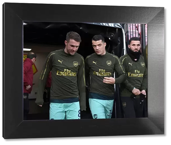 Arsenal Players Aaron Ramsey and Granit Xhaka Before Watford Match, 2018-19 Premier League