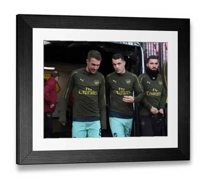 Framed Print : Arsenal Players Aaron Ramsey and Granit Xhaka Before Watford Match, 2018-19 Premier League Framed Print : Arsenal Players Aaron Ramsey and Granit Xhaka Before Watford Match, 2018-19 Premier League