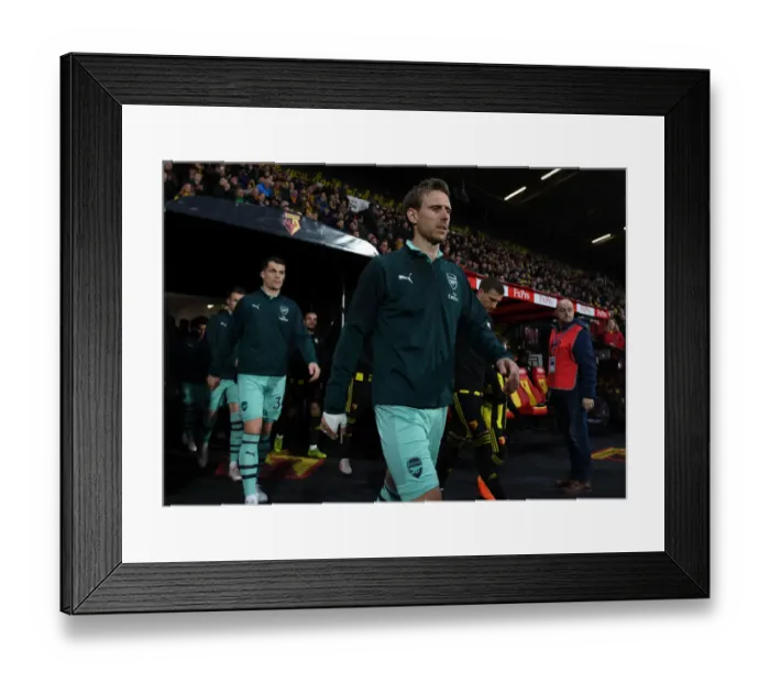 Framed Print : Nacho Monreal: Arsenal's Focus Ahead of Watford Clash (Premier League 2018-19)