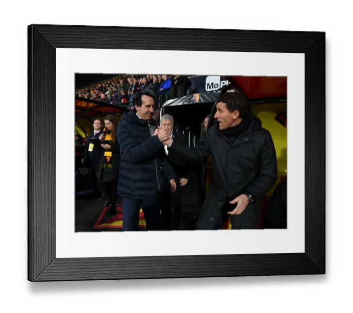 Framed Print : Premier League 2018-19: Unai Emery and Javi Gracia Pre-Match Handshake Framed Print : Premier League 2018-19: Unai Emery and Javi Gracia Pre-Match Handshake