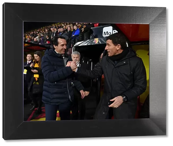Unai Emery and Javi Gracia Pre-Match Handshake: Watford vs. Arsenal, Premier League 2018-19