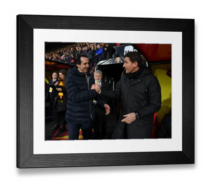 Framed Print : Premier League 2018-19: Unai Emery and Javi Gracia's Pre-Match Handshake - Watford vs. Arsenal