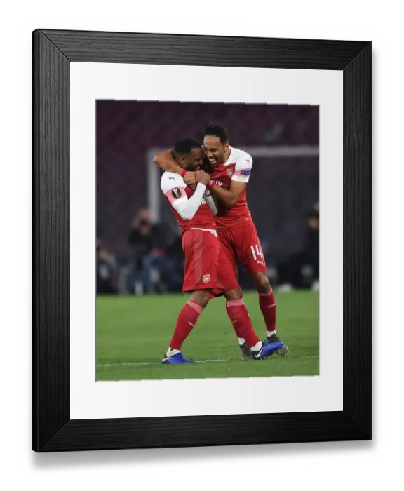 Framed Print : Arsenal's Europa League Triumph: Lacazette and Aubameyang's Unforgettable Goal Celebration vs. Napoli (2018-19) Framed Print : Arsenal's Europa League Triumph: Lacazette and Aubameyang's Unforgettable Goal Celebration vs. Napoli (2018-19)