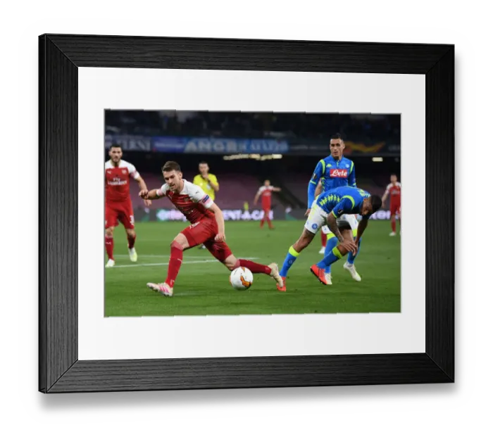 Framed Print : Ramsey vs. Allan: A Europa League Battle - Napoli vs. Arsenal