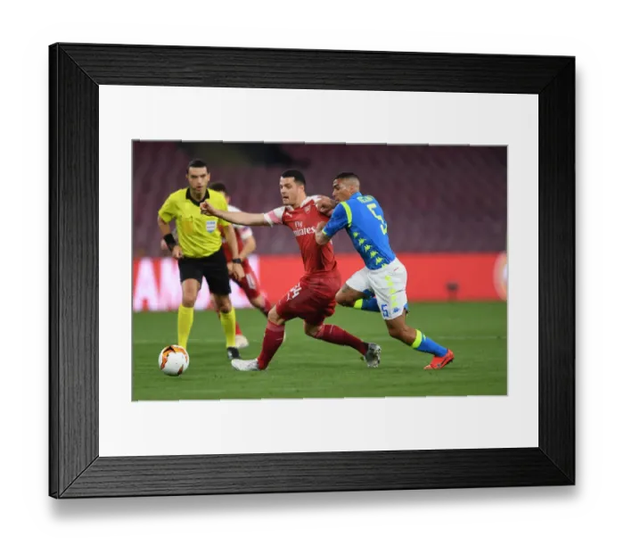 Framed Print : Granit Xhaka vs Allan: Intense Clash in Napoli v Arsenal UEFA Europa League Quarterfinal Framed Print : Granit Xhaka vs Allan: Intense Clash in Napoli v Arsenal UEFA Europa League Quarterfinal