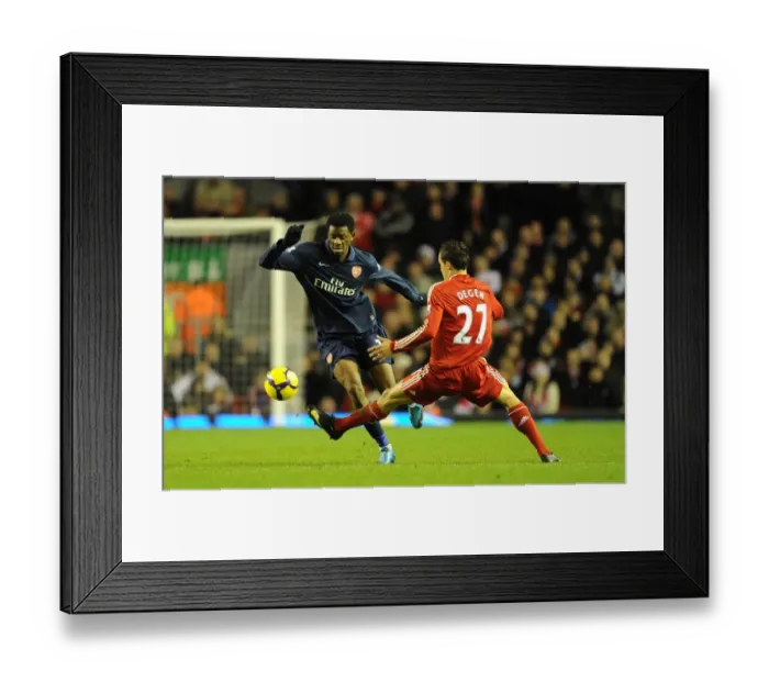 Framed Print : Abou Diaby vs. Philipp Degen: Arsenal's Win at Anfield (Liverpool 1:2 Arsenal, Barclays Premier League, December 2009)