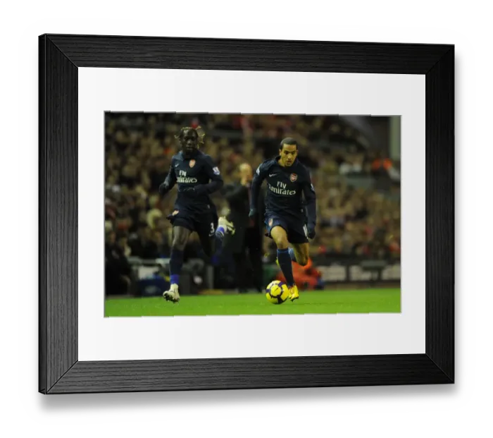 Framed Print : Theo Walcott and Bacary Sagna (Arsenal). Liverpool 1: 2 Arsenal, Barclays Premier League