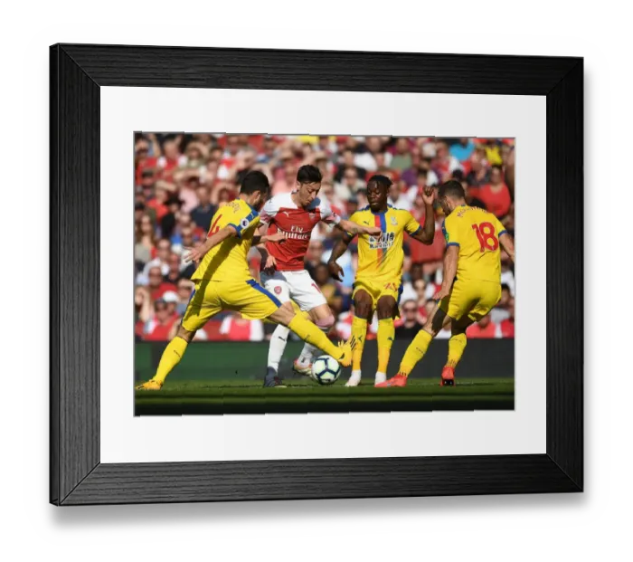 Framed Print : Arsenal vs Crystal Palace: Intense Clash between Ozil and Crystal Palace Defenders