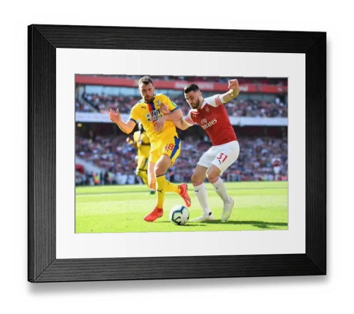 Framed Print : Sead Kolasinac vs James McArthur: Intense Battle at the Emirates, Arsenal FC vs Crystal Palace, Premier League