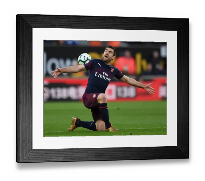 Framed Print : Sokratis in Action: Arsenal vs. Wolverhampton Wanderers, Premier League 2018-19