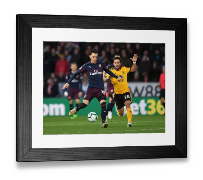 Framed Print : Mesut Ozil Under Pressure: Wolverhampton Wanderers vs. Arsenal FC, Premier League 2018-19 - Joao Moutinho Closes In Framed Print : Mesut Ozil Under Pressure: Wolverhampton Wanderers vs. Arsenal FC, Premier League 2018-19 - Joao Moutinho Closes In