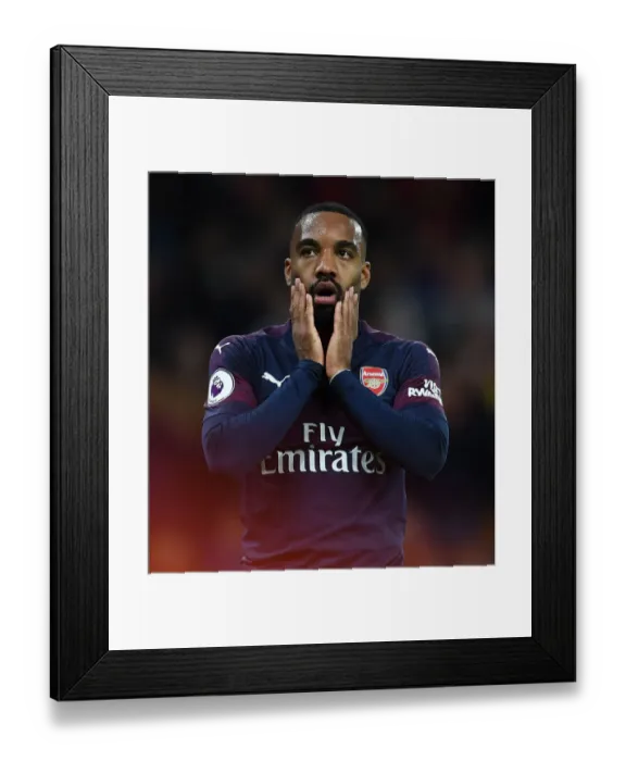 Framed Print : Alexandre Lacazette in Action: Wolverhampton Wanderers vs. Arsenal FC, Premier League 2018-19