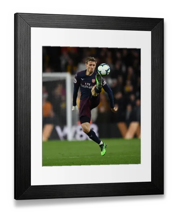 Framed Print : Nacho Monreal in Action: Wolverhampton Wanderers vs. Arsenal FC, Premier League 2018-19