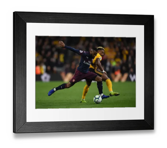 Framed Print : Lacazette vs. Traore: Battle at Molineux - Wolverhampton Wanderers vs. Arsenal FC, Premier League 2018-19 Framed Print : Lacazette vs. Traore: Battle at Molineux - Wolverhampton Wanderers vs. Arsenal FC, Premier League 2018-19
