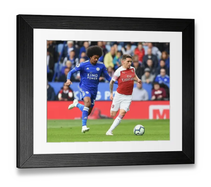 Framed Print : Torreira Tackles Past Choudhury: Leicester vs. Arsenal, Premier League 2018-19