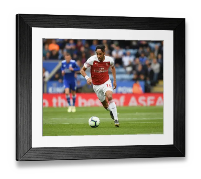 Framed Print : Arsenal's Aubameyang Faces Off Against Leicester in Premier League Clash Framed Print : Arsenal's Aubameyang Faces Off Against Leicester in Premier League Clash