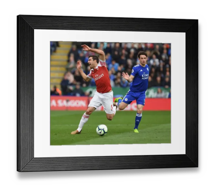 Framed Print : Intense Premier League Showdown: Chilwell Trips Kolasinac (Leicester vs Arsenal, 2018-19)