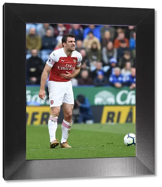 Sokratis of Arsenal in Action against Leicester City - Premier League 2018-19