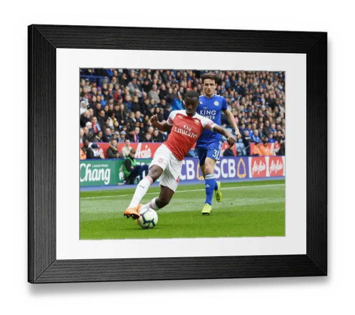 Framed Print : Arsenal's Eddie Nketiah Outmaneuvers Leicester's Ben Chilwell in Thrilling Premier League Clash (Leicester City vs Arsenal, 2018-19) Framed Print : Arsenal's Eddie Nketiah Outmaneuvers Leicester's Ben Chilwell in Thrilling Premier League Clash (Leicester City vs Arsenal, 2018-19)