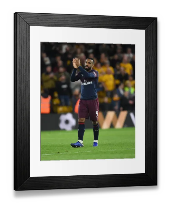 Framed Print : Alexandre Lacazette Celebrates with Arsenal Fans after Wolverhampton Wanderers Victory, 2018-19 Premier League