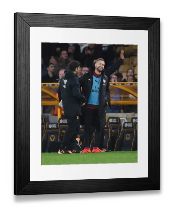 Framed Print : Arsenal's Mustafi Reacts After Wolverhampton Clash: 2018-19 Premier League