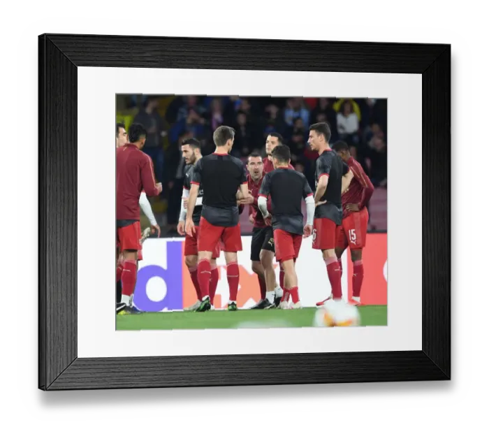 Framed Print : Arsenal Assistant Coach Juan Carlos Carcedo Rallies Team Before Napoli Showdown - UEFA Europa League Quarterfinals