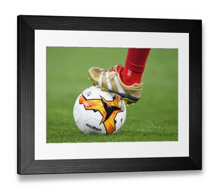 Framed Print : Mesut Ozil's Match-Worn Boots from Napoli vs. Arsenal UEFA Europa League Quarterfinal, 2019