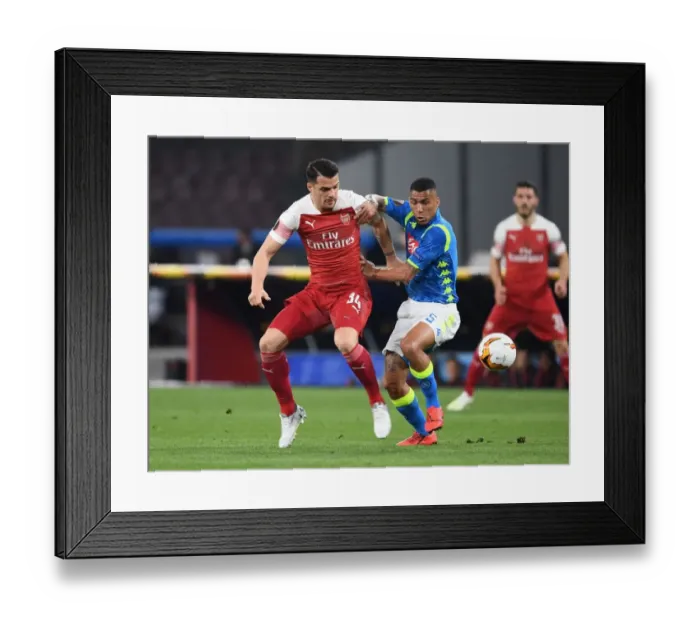 Framed Print : Xhaka vs Allan: A Midfield Showdown in Napoli's Europa League Battle against Arsenal Framed Print : Xhaka vs Allan: A Midfield Showdown in Napoli's Europa League Battle against Arsenal