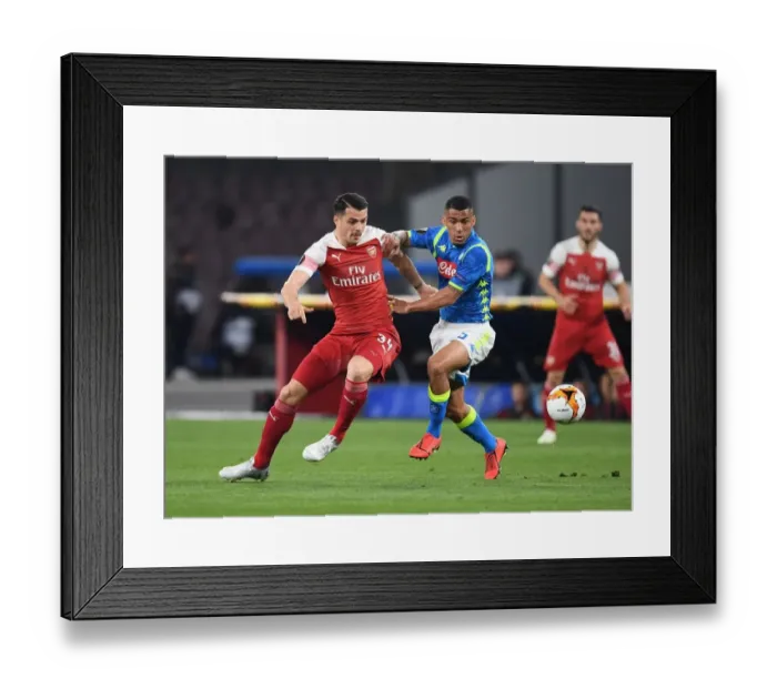 Framed Print : Granit Xhaka vs Allan: Napoli vs Arsenal - UEFA Europa League Quarterfinal Showdown Framed Print : Granit Xhaka vs Allan: Napoli vs Arsenal - UEFA Europa League Quarterfinal Showdown