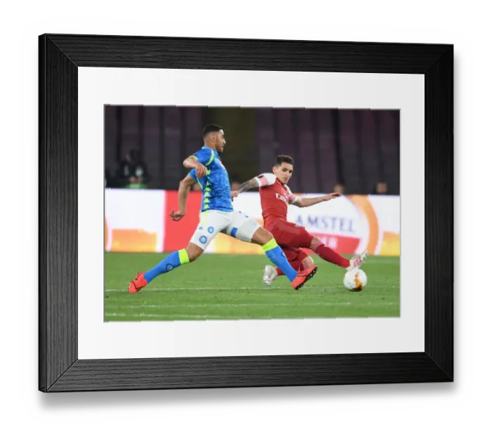 Framed Print : Torreira vs. Ghoulam: Napoli vs. Arsenal - UEFA Europa League Quarterfinal Showdown