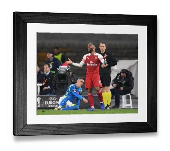 Framed Print : Arsenal's Alex Lacazette in Action against Napoli in the Europa League Quarterfinal