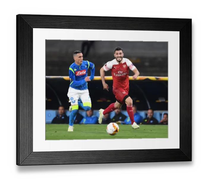 Framed Print : Arsenal's Sead Kolasinac Breaks Past Napoli's Jose Callejon in Europa League Quarterfinal