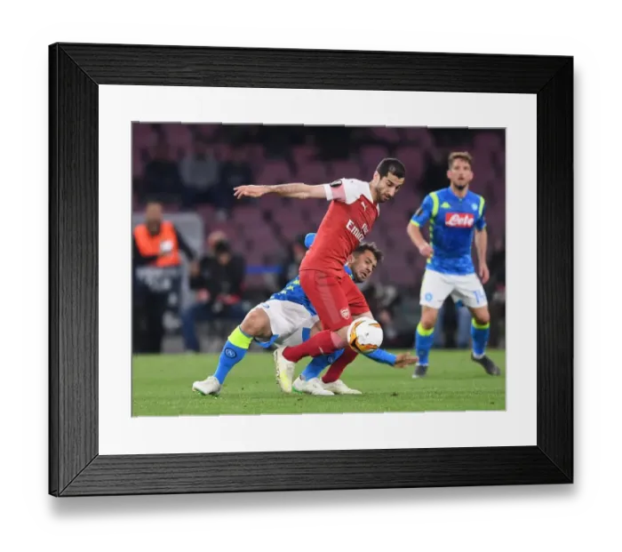 Framed Print : Mkhitaryan vs. Younes: Napoli vs. Arsenal - UEFA Europa League Quarterfinal Clash