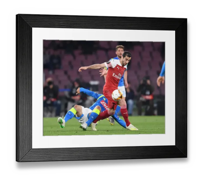 Framed Print : Mkhitaryan vs. Younes: A Europa League Showdown at Napoli's Stadio San Paolo Framed Print : Mkhitaryan vs. Younes: A Europa League Showdown at Napoli's Stadio San Paolo