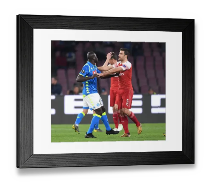 Framed Print : Clash of Titans: Sokratis vs. Koulibaly - Napoli vs. Arsenal, UEFA Europa League Quarterfinals Framed Print : Clash of Titans: Sokratis vs. Koulibaly - Napoli vs. Arsenal, UEFA Europa League Quarterfinals