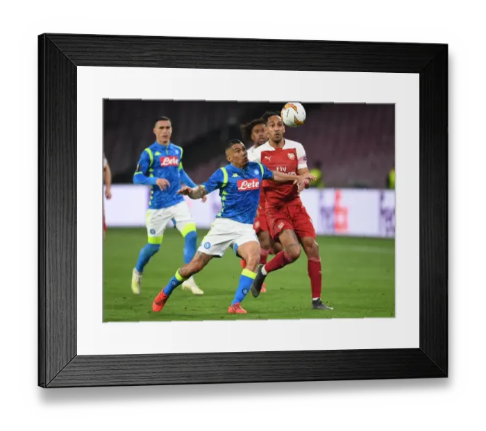 Framed Print : Aubameyang vs. Allan: Intense Clash in Napoli's Stadio San Paolo - Arsenal vs. Napoli, UEFA Europa League Quarterfinals (2018-19) Framed Print : Aubameyang vs. Allan: Intense Clash in Napoli's Stadio San Paolo - Arsenal vs. Napoli, UEFA Europa League Quarterfinals (2018-19)