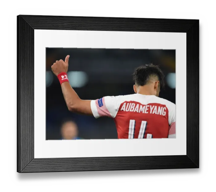 Framed Print : Arsenal's Aubameyang Shines in UEFA Europa League Quarterfinals: Napoli vs. Arsenal (2018-19) Framed Print : Arsenal's Aubameyang Shines in UEFA Europa League Quarterfinals: Napoli vs. Arsenal (2018-19)