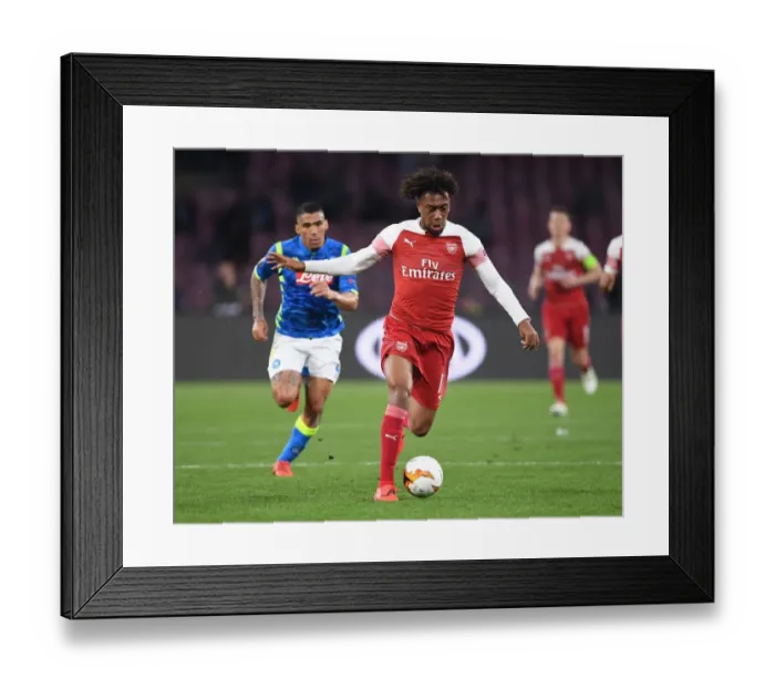 Framed Print : Alex Iwobi in Action: Arsenal vs Napoli, UEFA Europa League Quarterfinals (2018-19)