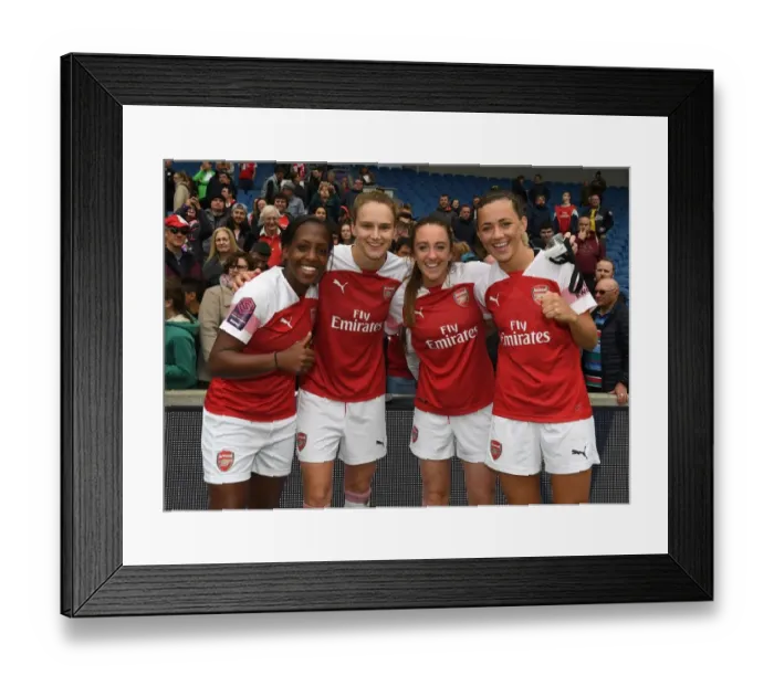 Framed Print : Celebrating Victory: Carter, Miedema, Evans, and McCabe of Arsenal Framed Print : Celebrating Victory: Carter, Miedema, Evans, and McCabe of Arsenal