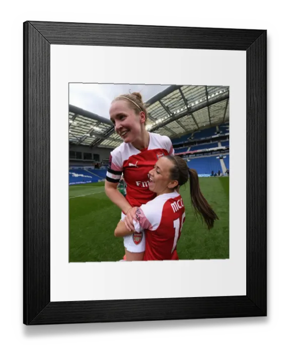 Framed Print : Arsenal Women Celebrate League Victory: Kim Little and Katie McCabe Rejoice after Winning FA WSL Title against Brighton & Hove Albion