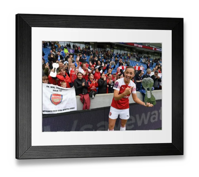 Framed Print : Celebration: Katie McCabe of Arsenal after Winning against Brighton & Hove Albion Women