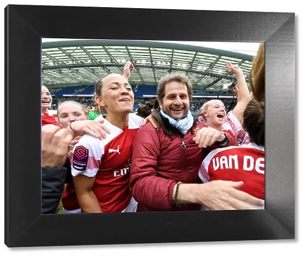 Arsenal Women Celebrate FA WSL Victory: Joe Montemurro and Katie McCabe