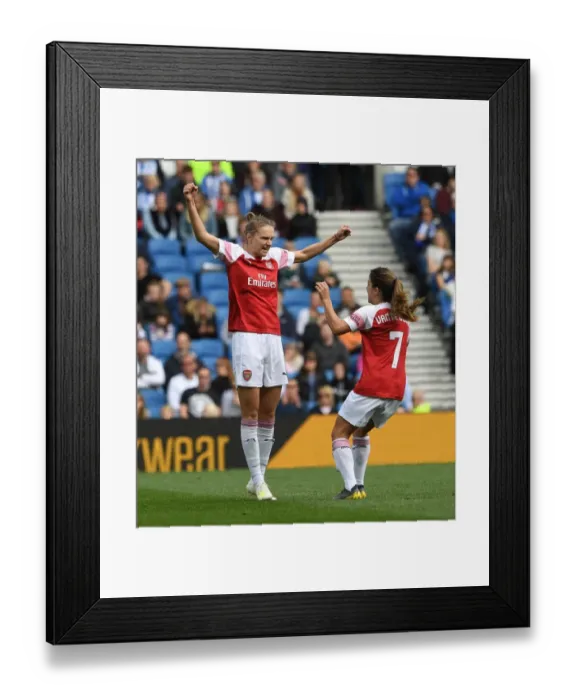 Framed Print : Arsenal Women: Miedema and Van de Donk Celebrate Goal Against Brighton