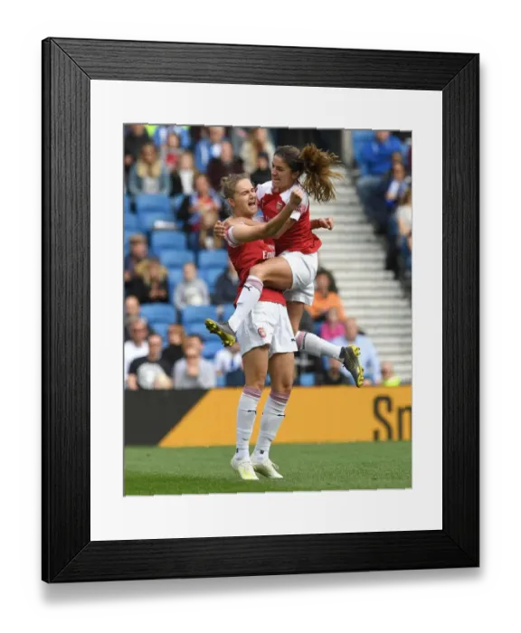 Framed Print : Arsenal Women: Miedema and van de Donk Celebrate Goal Against Brighton