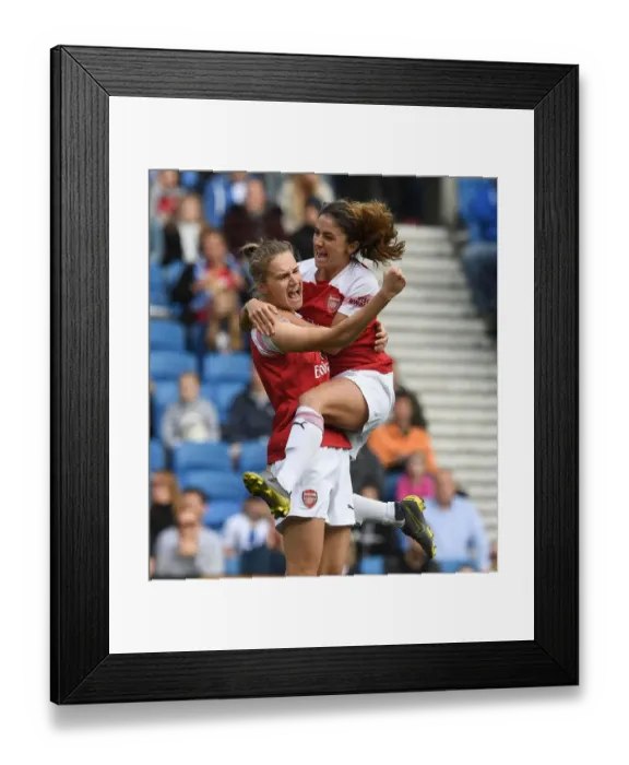 Framed Print : Arsenal Women: Miedema and van de Donk Celebrate Goal Against Brighton Framed Print : Arsenal Women: Miedema and van de Donk Celebrate Goal Against Brighton