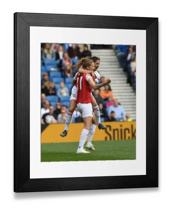 Framed Print : Arsenal Women: Miedema and van de Donk Celebrate Goal Against Brighton