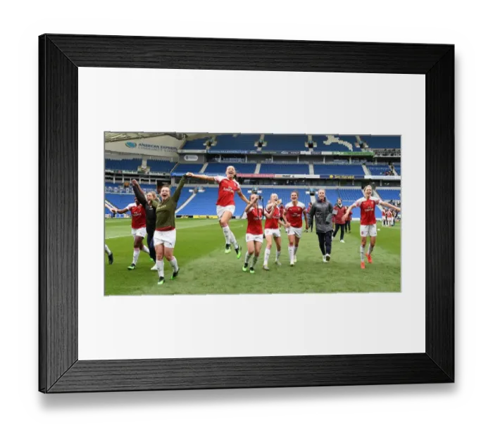 Framed Print : Arsenal Women's FA WSL Title Win: Celebrating with Mitchell, McCabe, Evans, Williamson, Veje, Walti, and Arnth