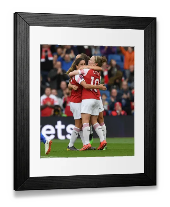 Framed Print : Arsenal Women's Danielle van de Donk and Kim Little Celebrate Goal Against Brighton & Hove Albion Women Framed Print : Arsenal Women's Danielle van de Donk and Kim Little Celebrate Goal Against Brighton & Hove Albion Women