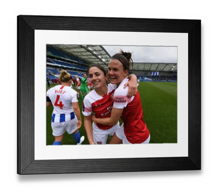 Framed Print : Arsenal Women Celebrate Historic League Title Win with Danielle van de Donk and Katrine Veje