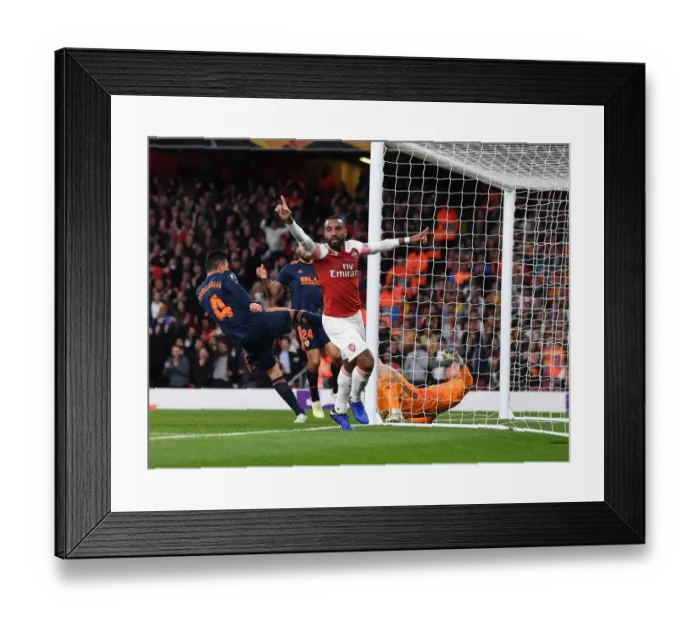 Framed Print : Alexis Lacazette Scores in Arsenal's Europa League Semi-Final Win over Valencia